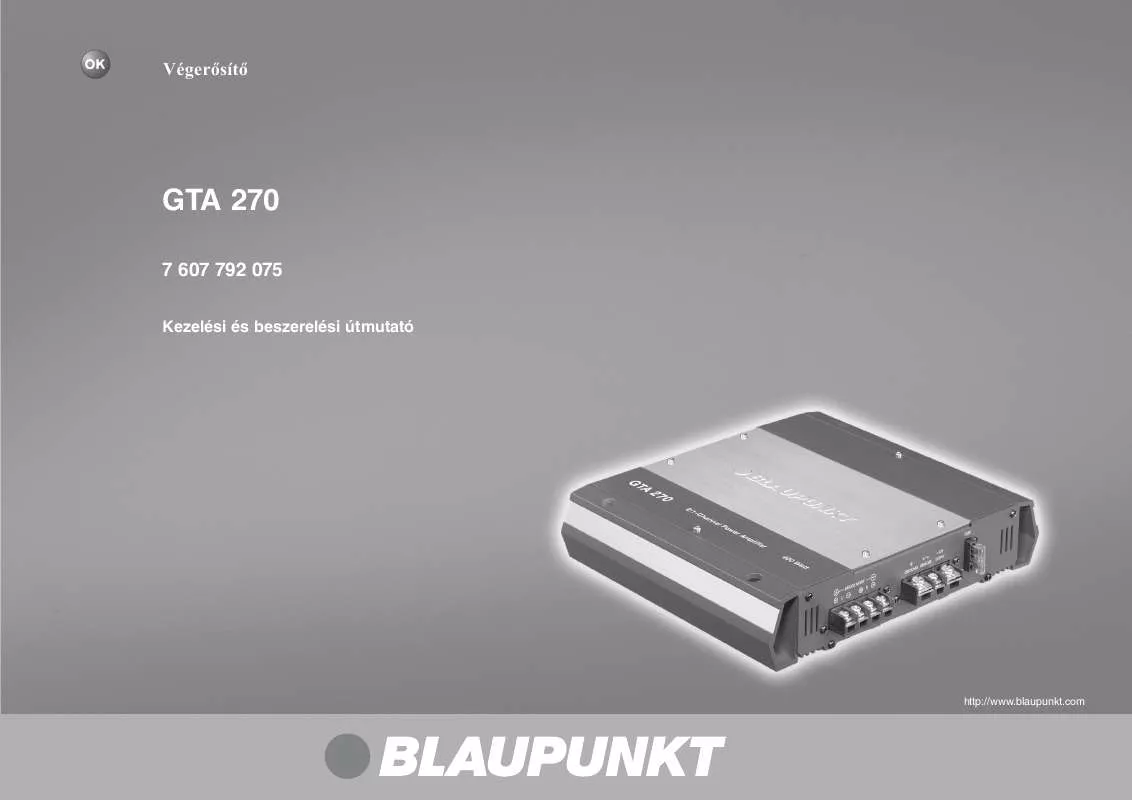 Mode d'emploi BLAUPUNKT GTA 270