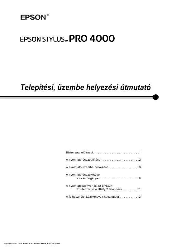 Mode d'emploi EPSON STYLUS PRO 4000