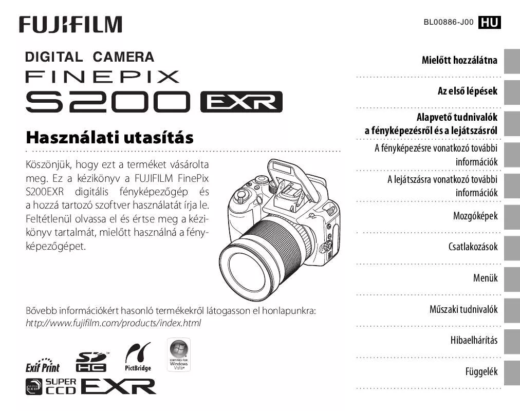 Mode d'emploi FUJIFILM FINEPIX S200 EXR
