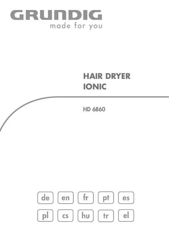 Mode d'emploi GRUNDIG HD 6860 HAIR DRYER
