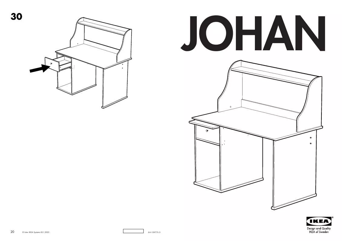 Mode d'emploi IKEA JOHAN ÍRÓASZTAL POLCCAL