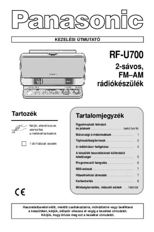 Mode d'emploi PANASONIC RF-U700