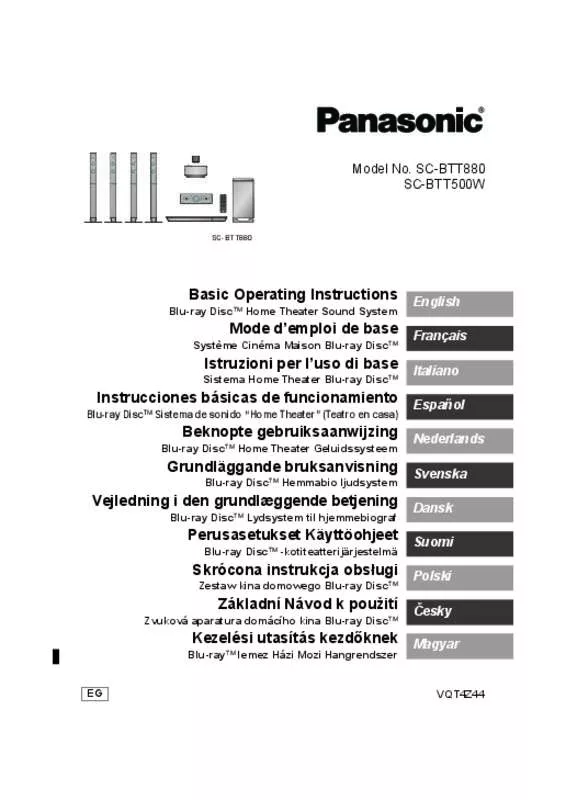 Mode d'emploi PANASONIC SC-BTT880EG