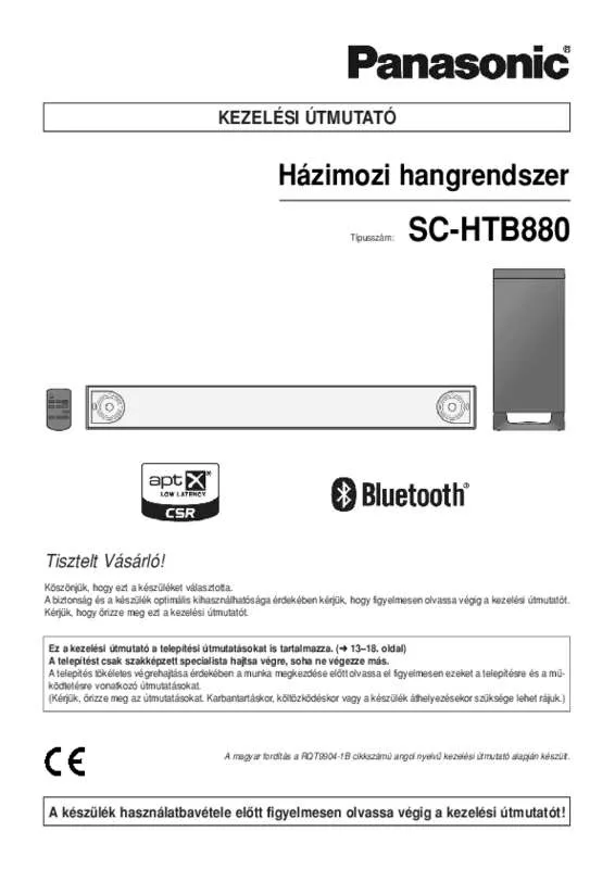 Mode d'emploi PANASONIC SC-HTB880EG