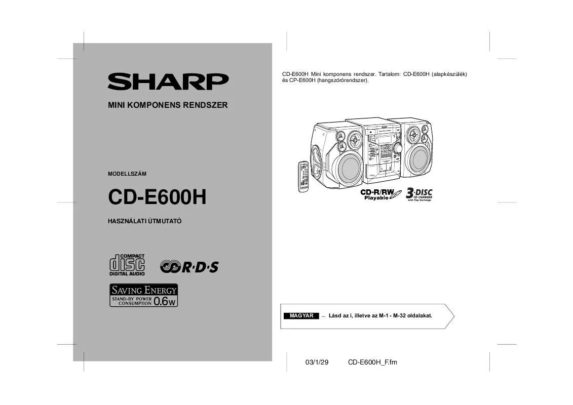 Mode d'emploi SHARP CD-E600H