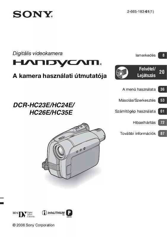 Mode d'emploi SONY DCR-HC35E