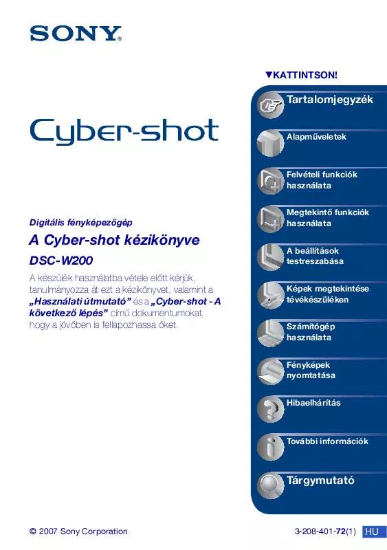 Mode d'emploi SONY CYBER-SHOT DSC-W200