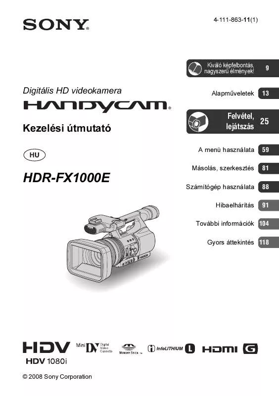 Mode d'emploi SONY HDR-FX 1000E