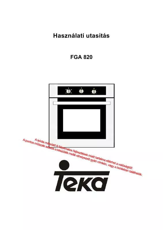 Mode d'emploi TEKA FGA 820