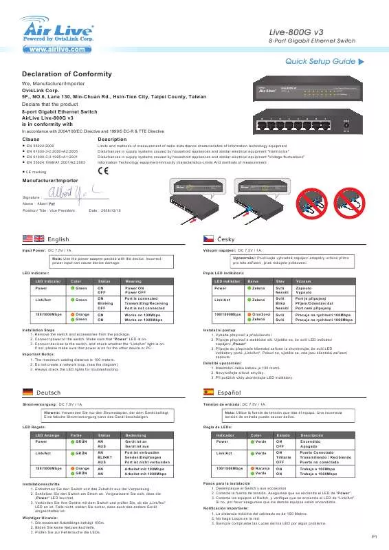 Mode d'emploi AIRLIVE LIVE-800G V3