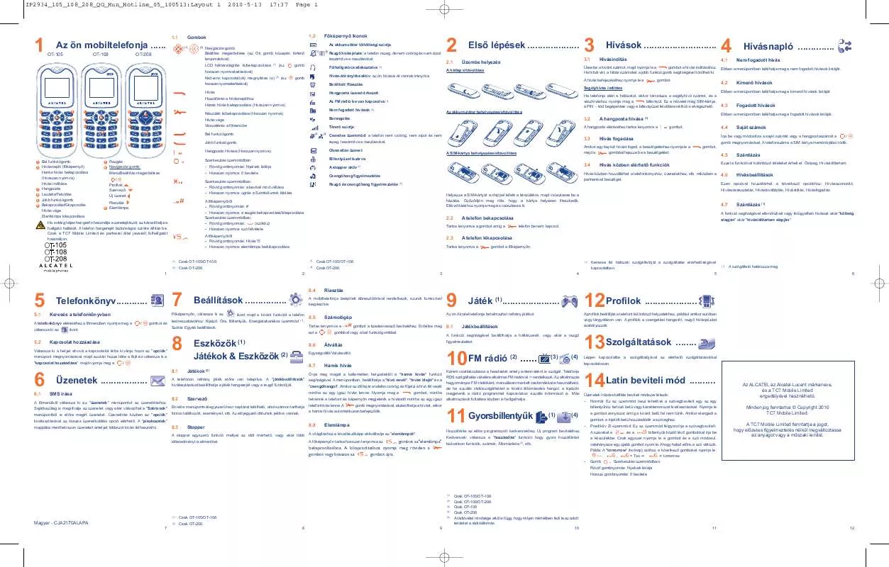 Mode d'emploi ALCATEL OT-105