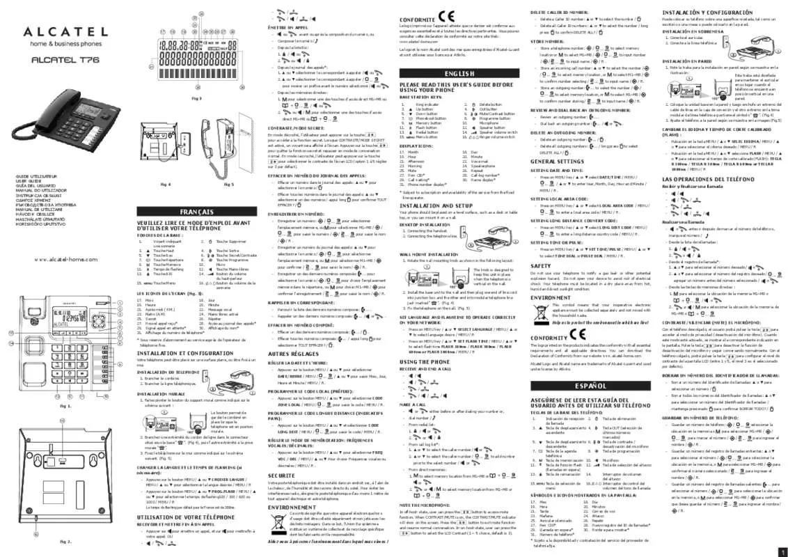 Mode d'emploi ALCATEL T76