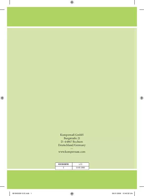 Mode d'emploi BALANCE KH 5509 / 5510 BODY FAT, MUSCLE MASS AND WATER ANALYSIS SCALES