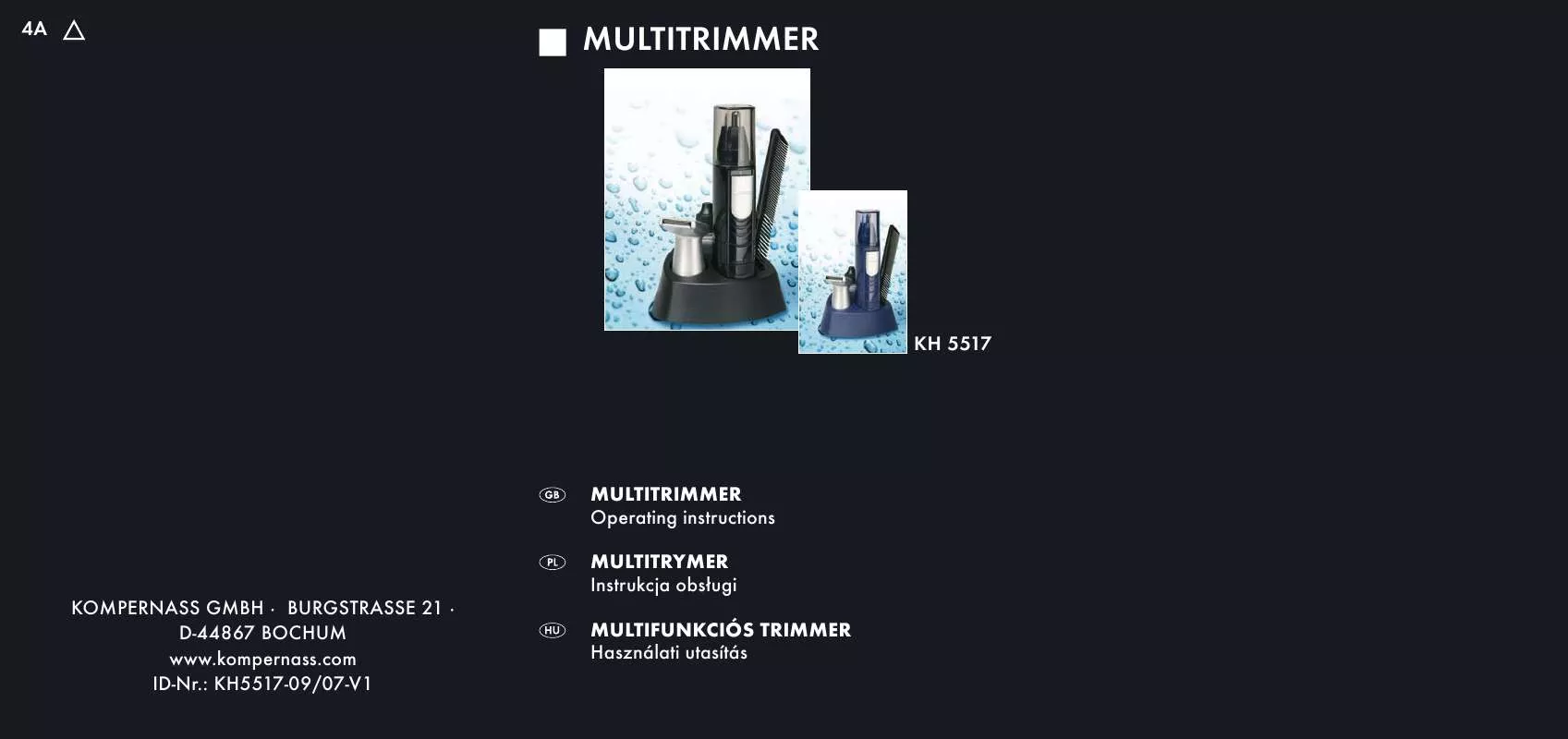 Mode d'emploi BALANCE KH 5517 MULTITRIMMER