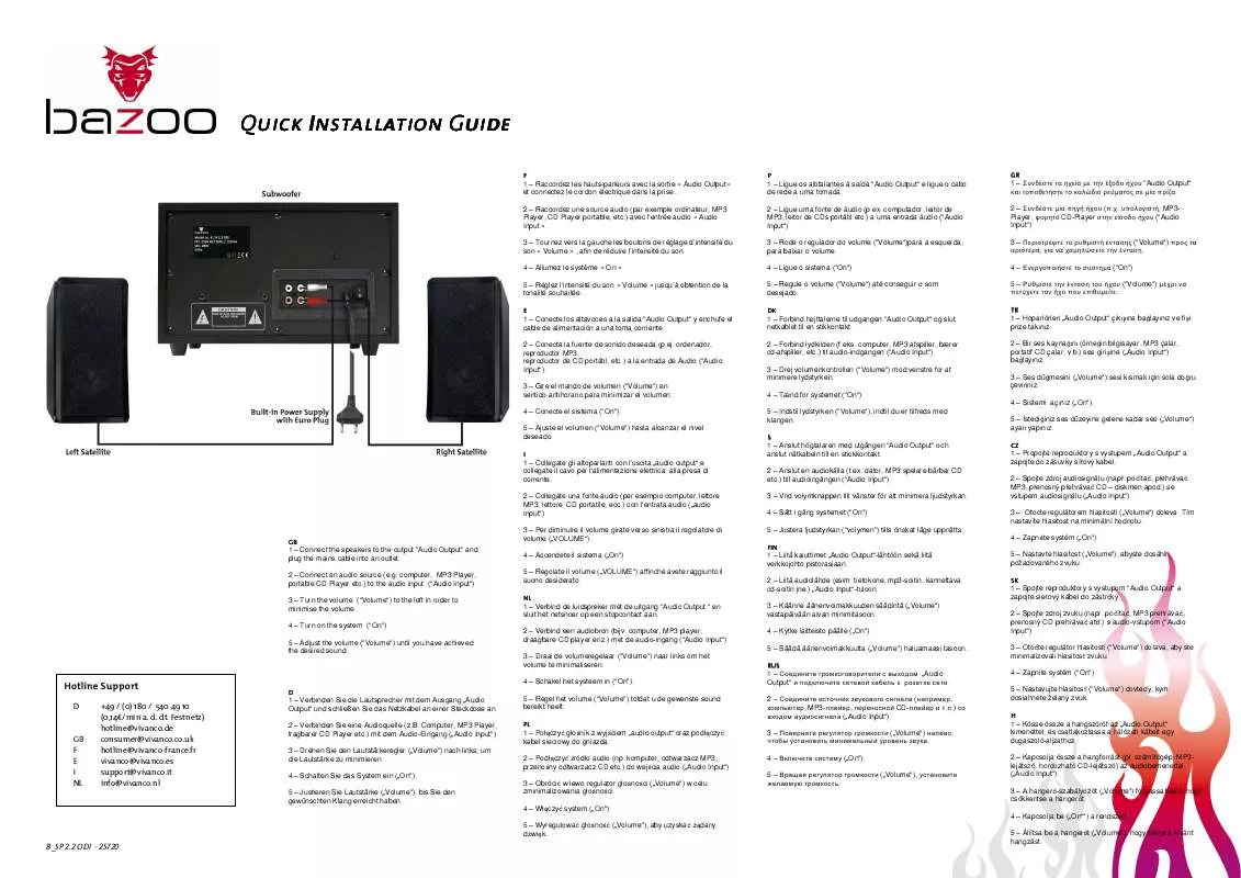 Mode d'emploi BAZOO SPEAKERS 2.2 ODI