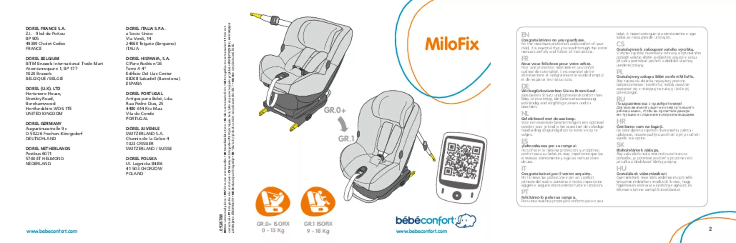 Mode d'emploi BEBE CONFORT MILOFIX