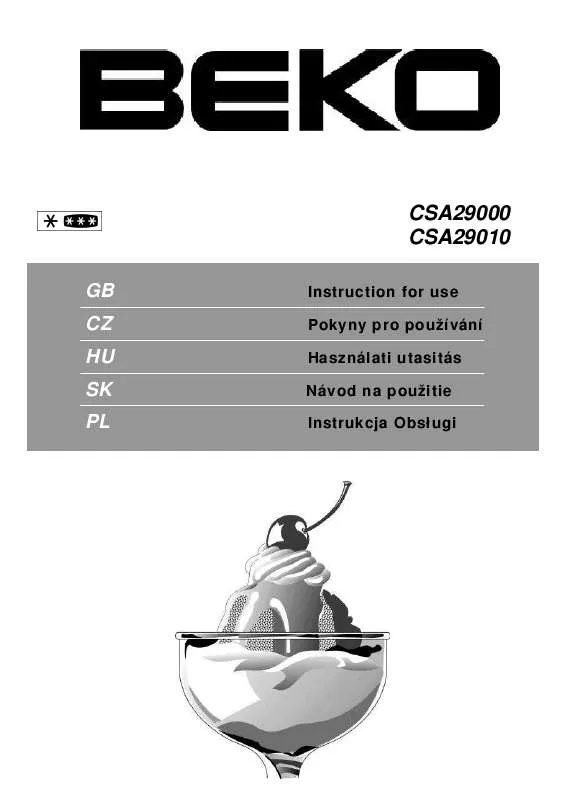 Mode d'emploi BEKO CSA 29010