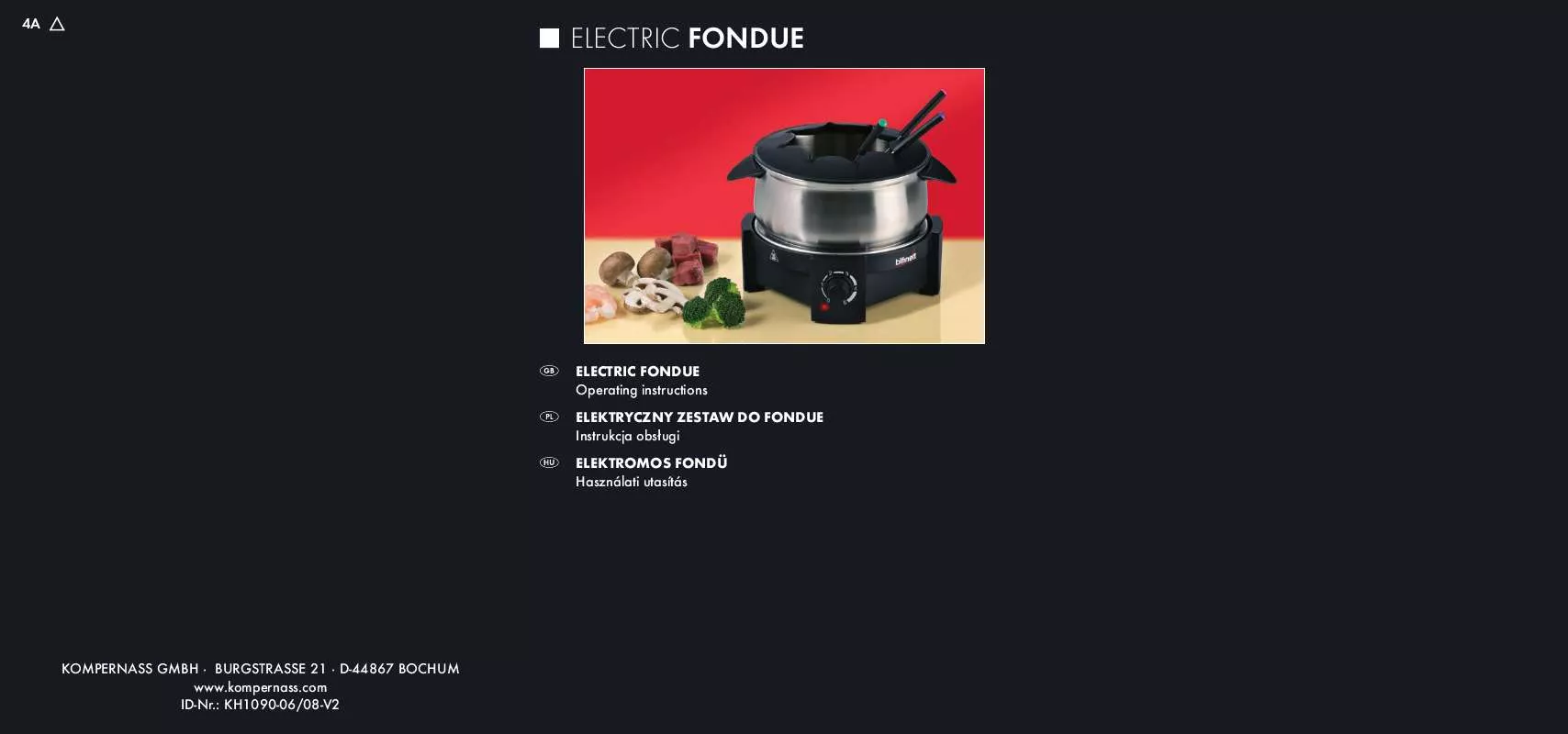 Mode d'emploi BIFINETT KH 1090 ELECTRIC FONDUE