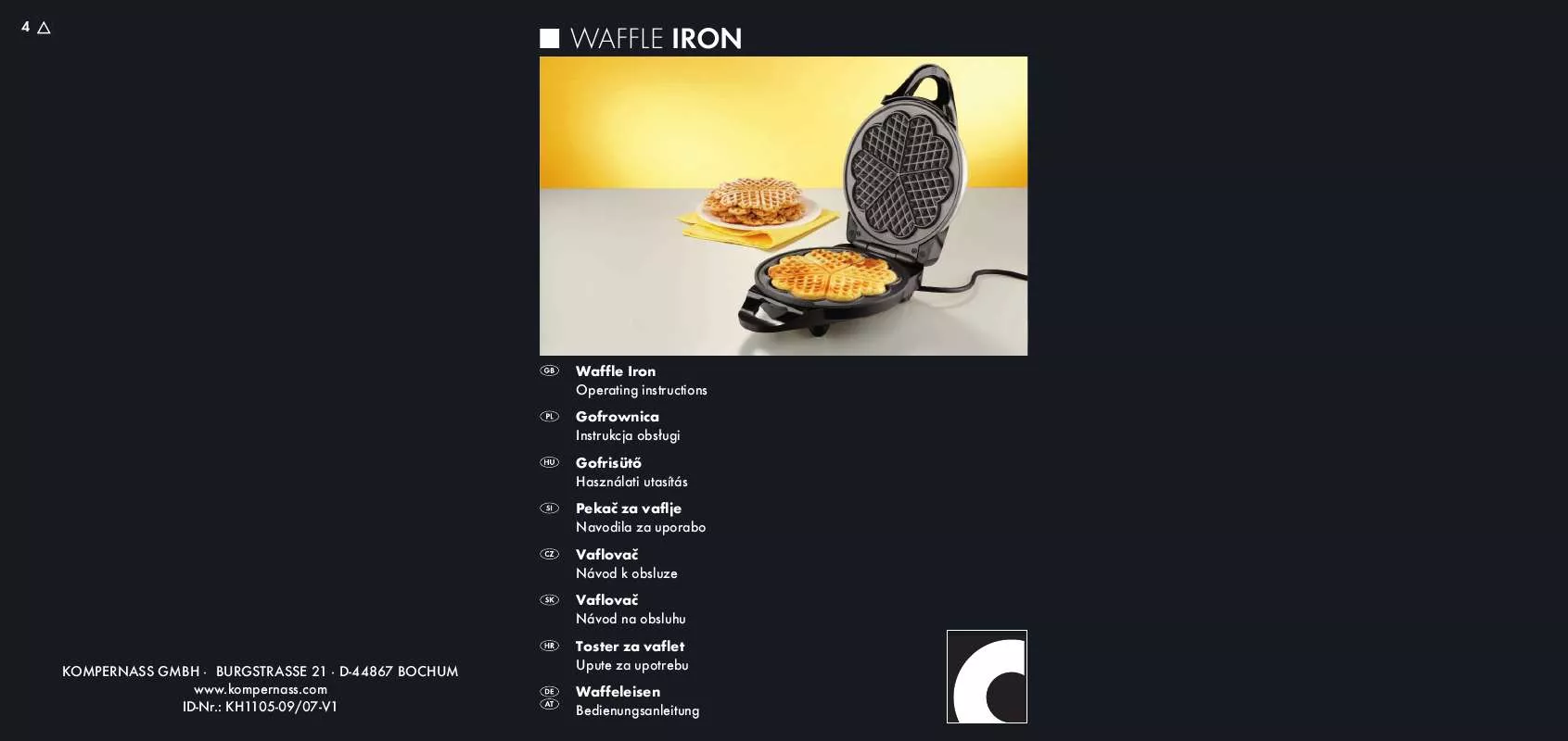 Mode d'emploi BIFINETT KH 1105 WAFFLE IRON