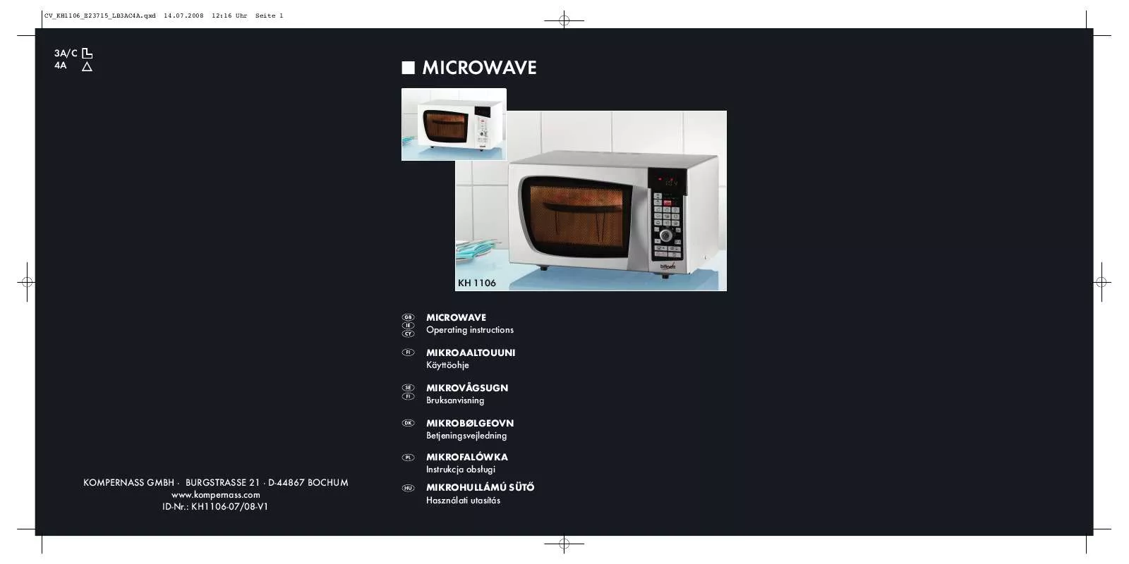 Mode d'emploi BIFINETT KH 1106 MICROWAVE