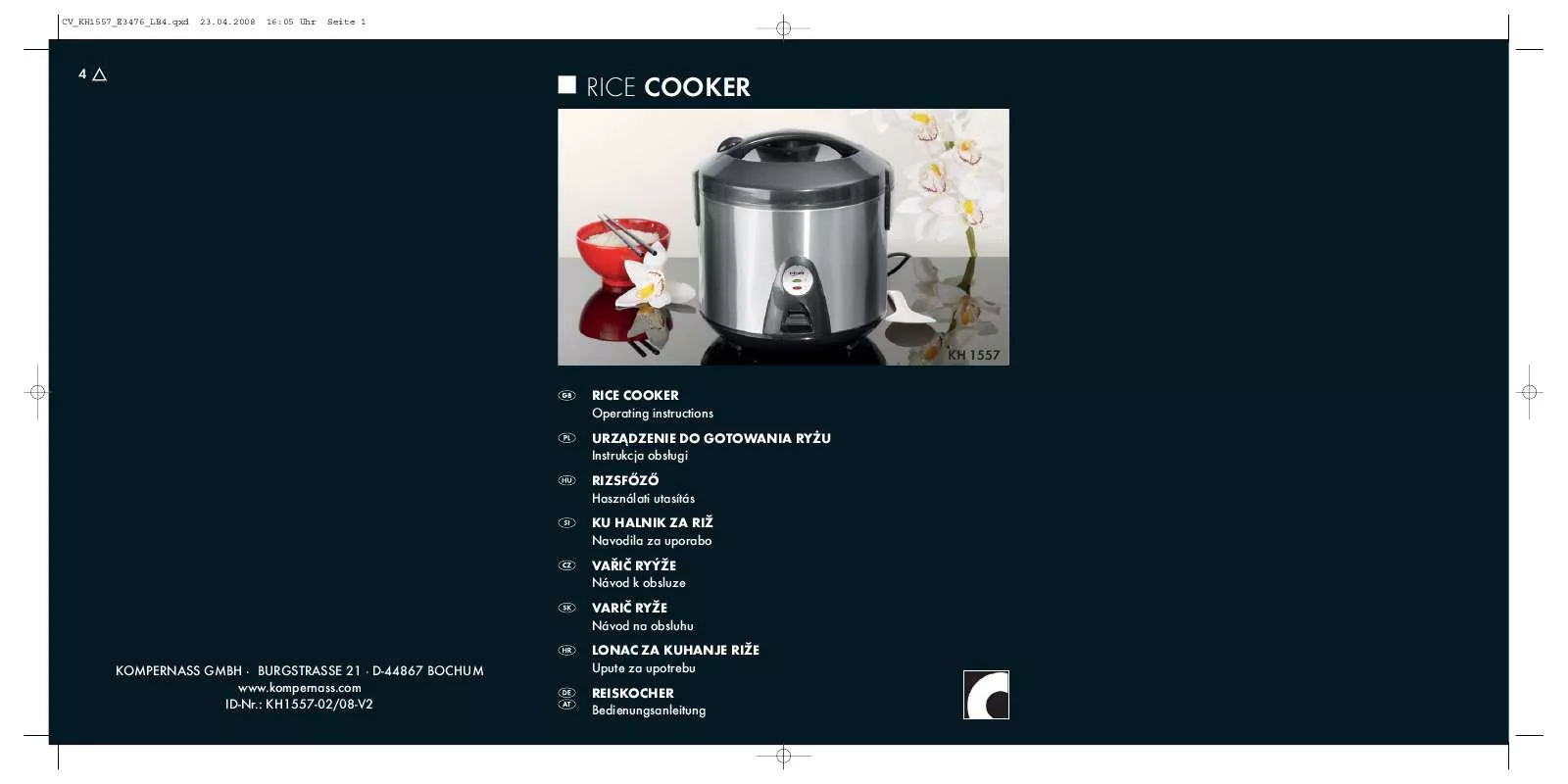 Mode d'emploi BIFINETT KH 1557 RICE COOKER