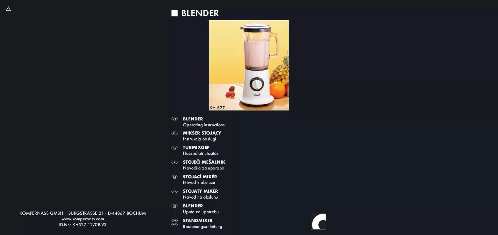 Mode d'emploi BIFINETT KH 527 BLENDER