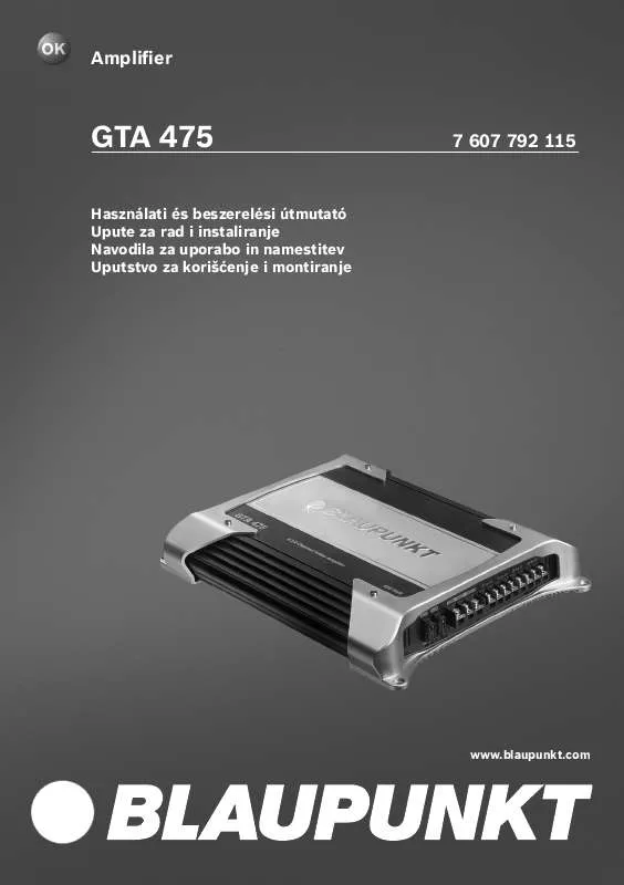 Mode d'emploi BLAUPUNKT GTA 475