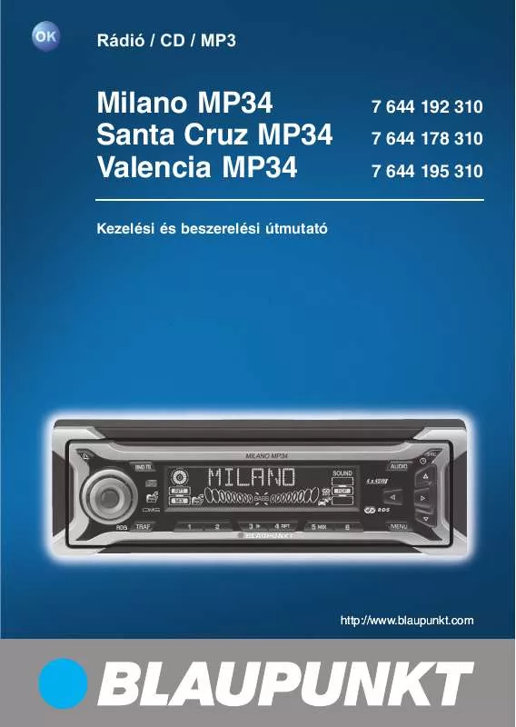 Mode d'emploi BLAUPUNKT MILANO MP34