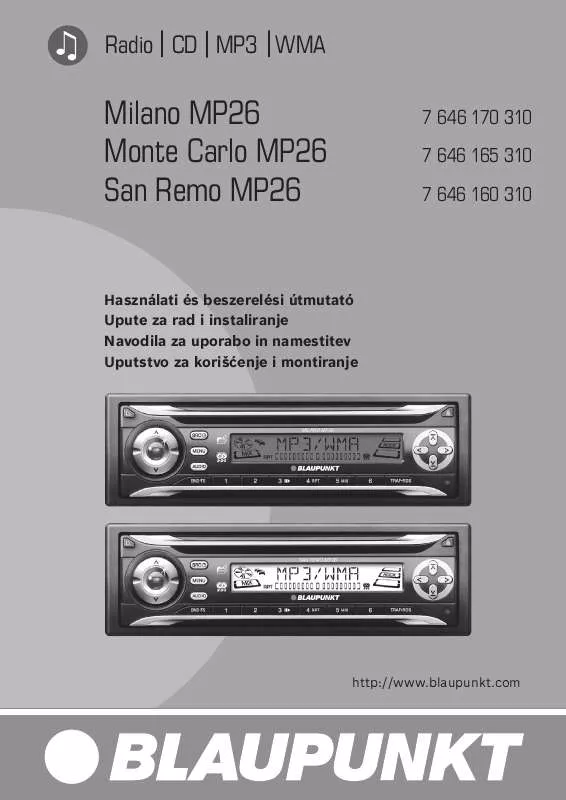 Mode d'emploi BLAUPUNKT SAN REMO MP26