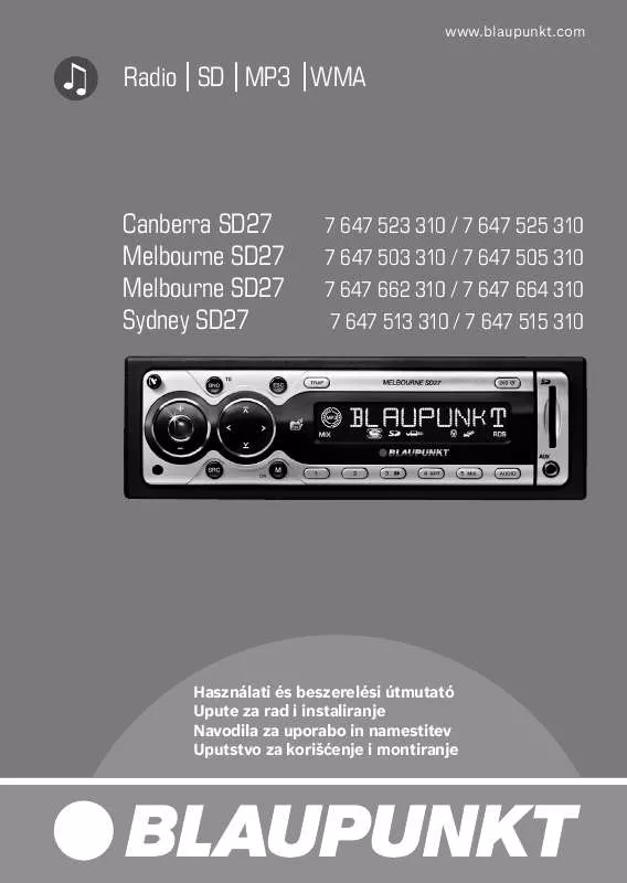 Mode d'emploi BLAUPUNKT SYDNEY SD27