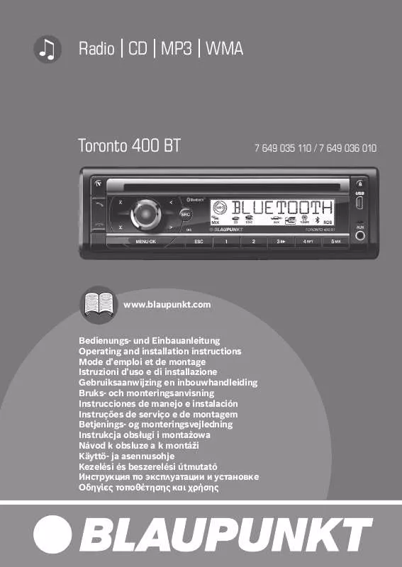 Mode d'emploi BLAUPUNKT TORONTO 400 BT