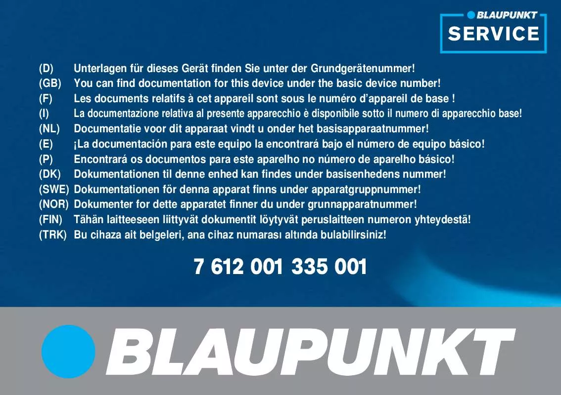 Mode d'emploi BLAUPUNKT TP DX-R70A D