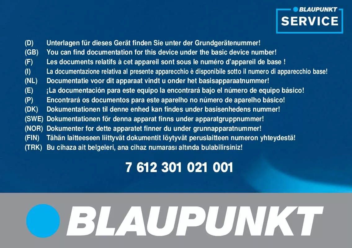 Mode d'emploi BLAUPUNKT TP E EXACT R/BL GR