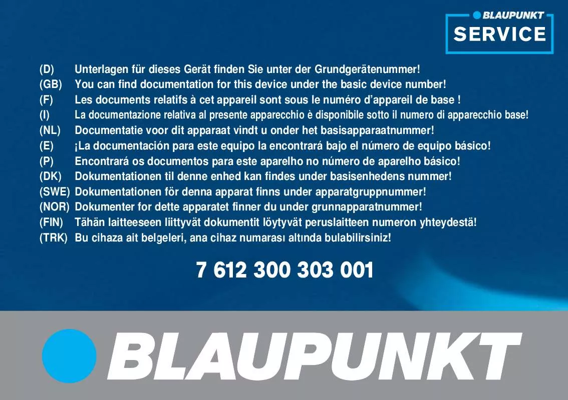 Mode d'emploi BLAUPUNKT TP E2 GRUEN/GRUEN GB