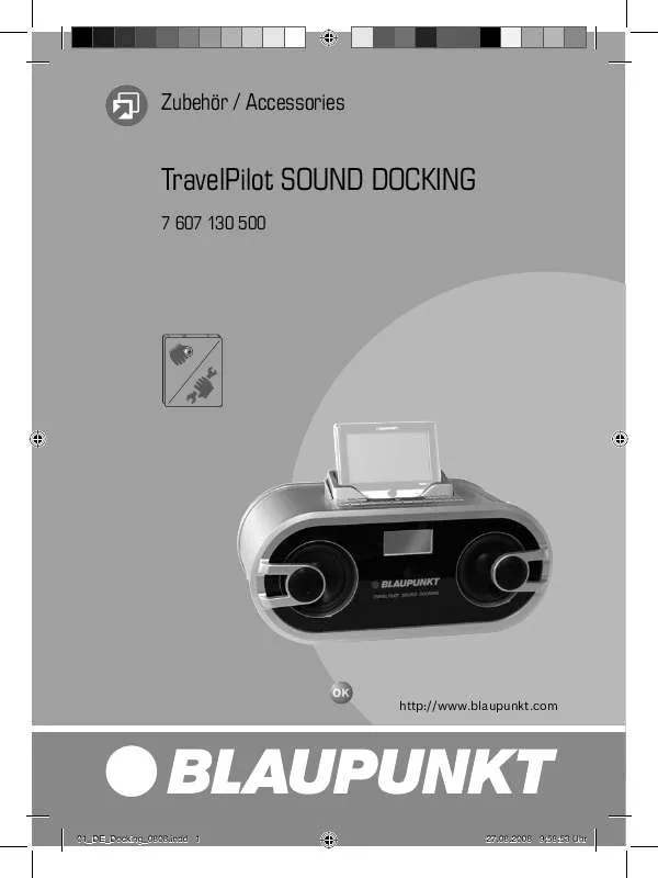 Mode d'emploi BLAUPUNKT TRAVELPILOT SOUND DOCKING