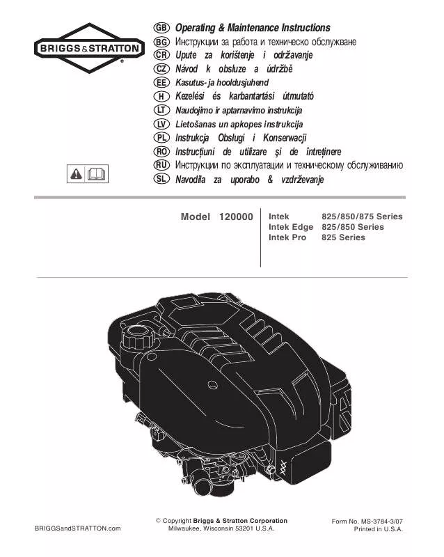 Mode d'emploi BRIGGS & STRATTON 121600