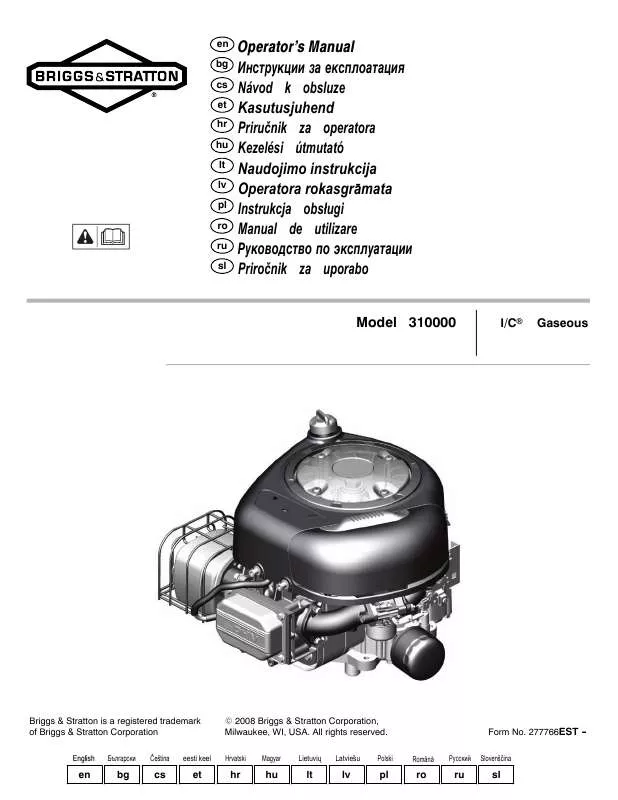 Mode d'emploi BRIGGS & STRATTON 310000