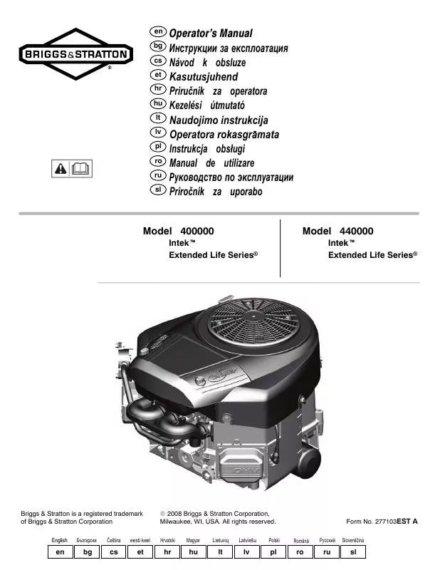 Mode d'emploi BRIGGS & STRATTON 400000 AND 440000