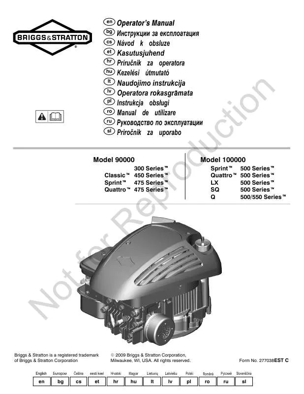 Mode d'emploi BRIGGS & STRATTON 98900