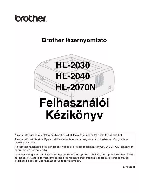 Mode d'emploi BROTHER HL-2030