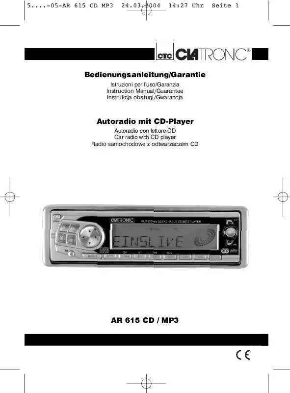 Mode d'emploi CLATRONIC AR 615 CD MP3