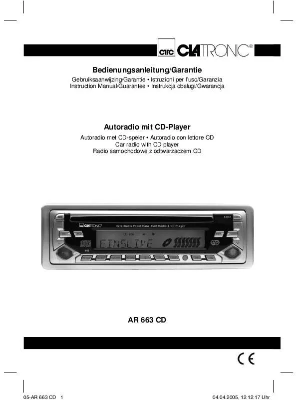 Mode d'emploi CLATRONIC AR 663 CD