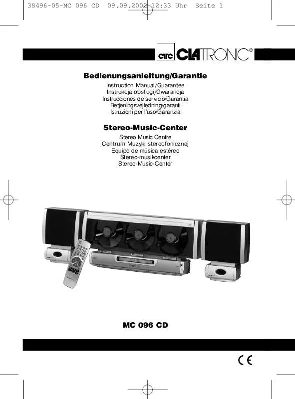 Mode d'emploi CLATRONIC MC 096 CD