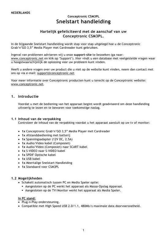 Mode d'emploi CONCEPTRONIC CSM3PL