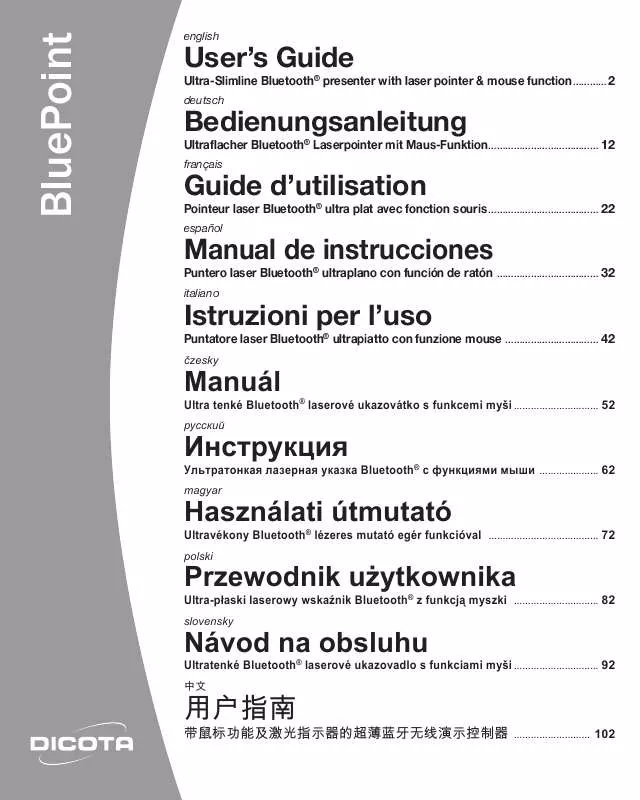 Mode d'emploi DICOTA BLUEPOINT