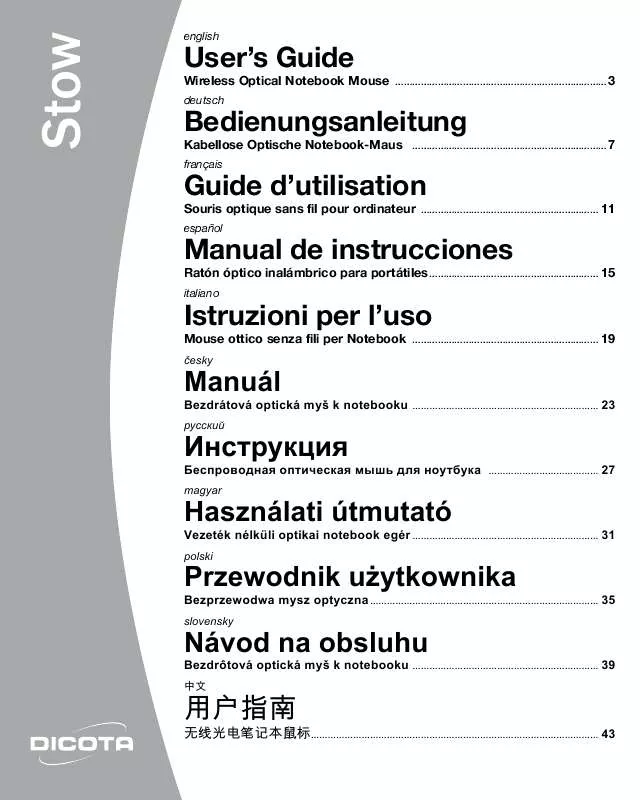 Mode d'emploi DICOTA STOW