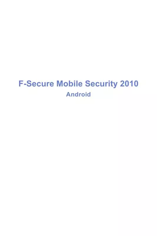 Mode d'emploi F-SECURE MOBILE SECURITY 2010 FOR ANDROID