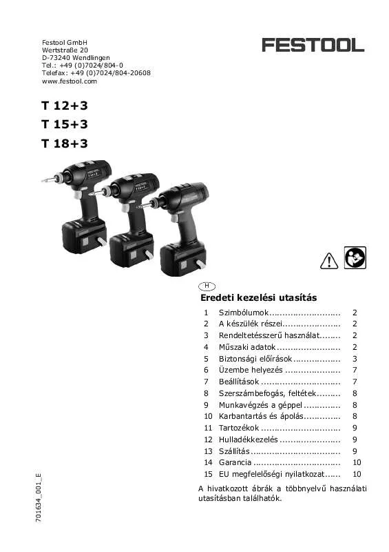 Mode d'emploi FESTOOL T 18PLUS3