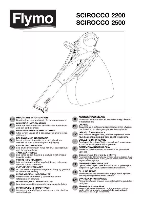 Mode d'emploi FLYMO SCIROCCO 2500
