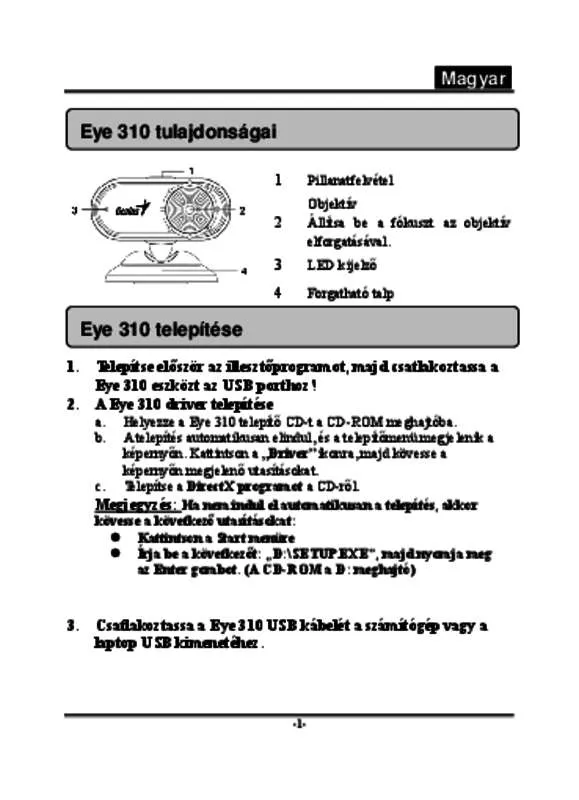 Mode d'emploi GENIUS EYE 310